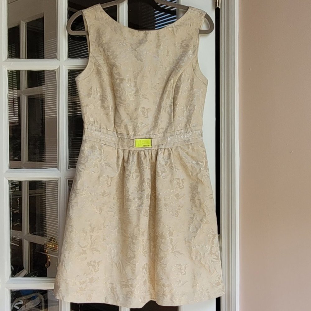 Jennifer Lopez Gold Champagne Brocade Dress Size 8